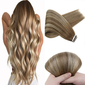 Fshine Tape in Hair Extensions 100% Human Hair Balayage Highlights #6/60/6 - FShine Shop